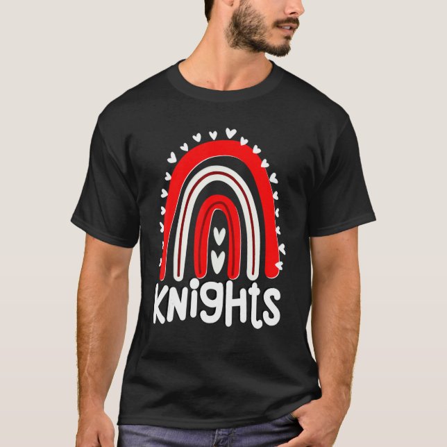 Knights School Mascot Hearts Rainbow Knight Sports T Shirt (Framsida)