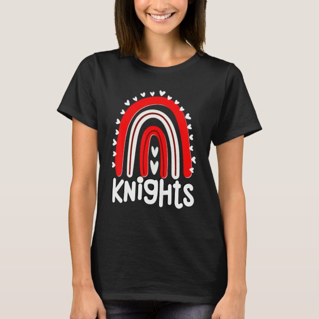Knights School Mascot Hearts Rainbow Knight Sports T Shirt (Framsida)