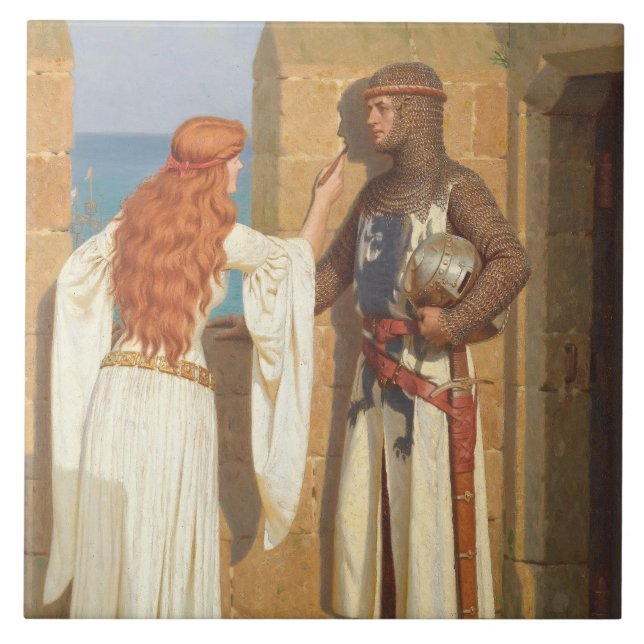 Knight's Shadow (av Edmund Blair Leighton) Kakelplatta (Framsidan)