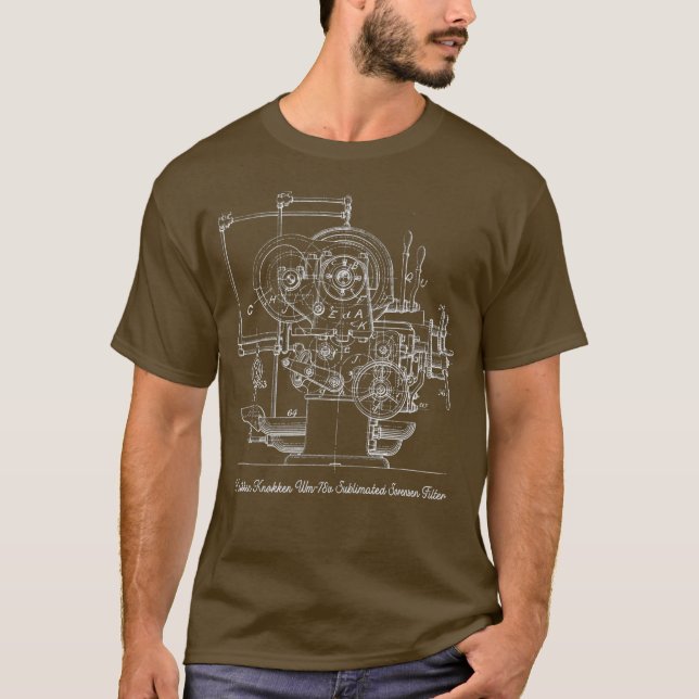 Knikken Knokken Patent Blueprint Mechanic T Shirt (Framsida)