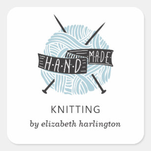 Knip handgjord. Försörjning med krockkåpor. Knitte Fyrkantigt Klistermärke