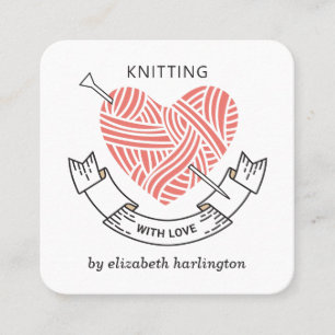 Knip handgjord. Knitter Fyrkantigt Visitkort