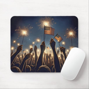 Knip med amerikanska Flaggor och Sparklers Musmatta