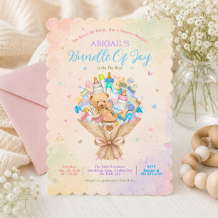 Knippe Av Glädje Baby Bouquet Scalloped Babyfirand Inbjudningar