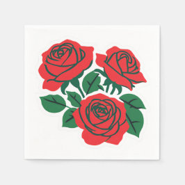 Knippe röda rosor formell bröllopsfest pappersservett