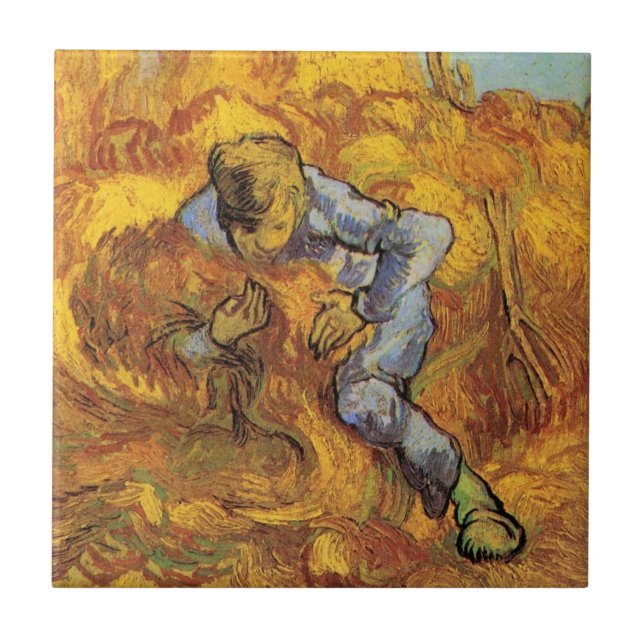 Knippebindare (efter Millet) av Vincent van Gogh Kakelplatta (Framsidan)