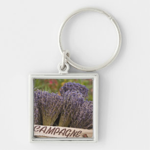 Knippen lavendel till salu, Vence, Provence, Fyrkantig Silverfärgad Nyckelring