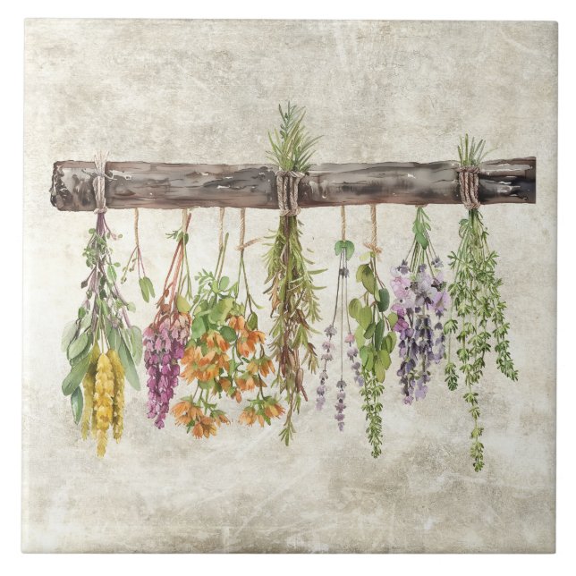 Knippen torkade rustika vilda blommor  kakelplatta (Framsidan)
