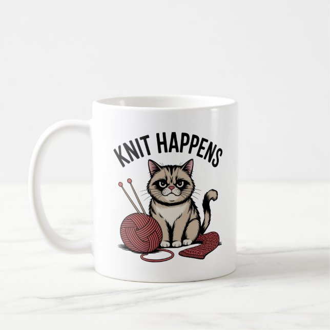Knit Happens – Funny Gift for Knitters & Yarn love Kaffemugg (Vänster)