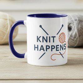 Knit Happens Funny Knitting Pun Mugg