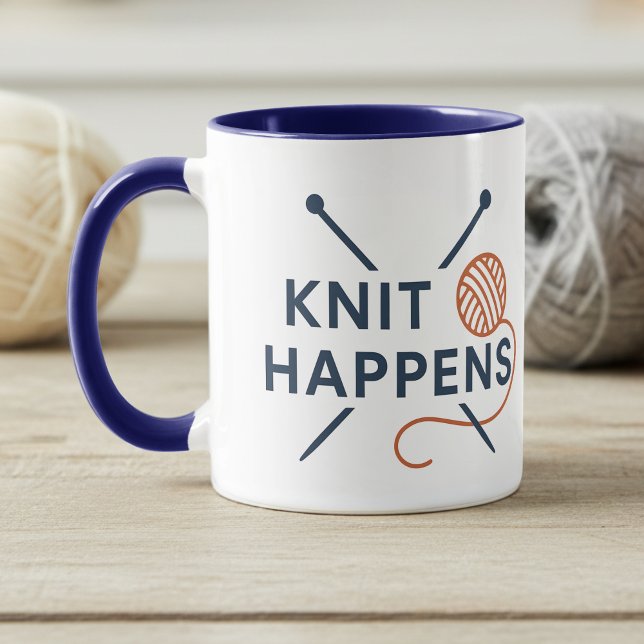 Knit Happens Funny Knitting Pun Mugg (Skapare uppladdad)