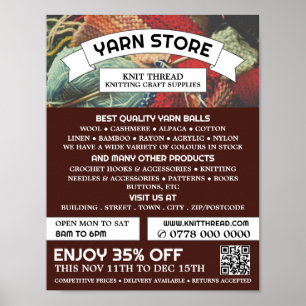 Kniting Bundle, Knitting Store, Garnbutik Poster