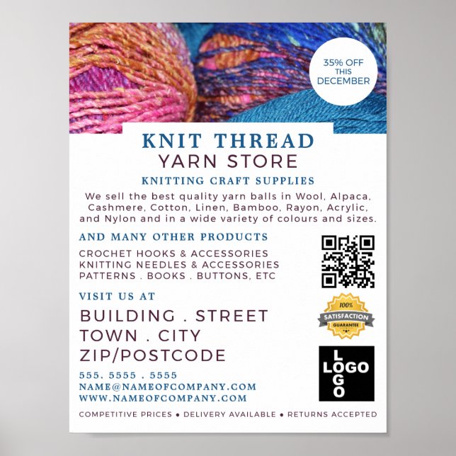 Kniting Bundles, Knitting Store, Garnbutik Poster (Framsidan)