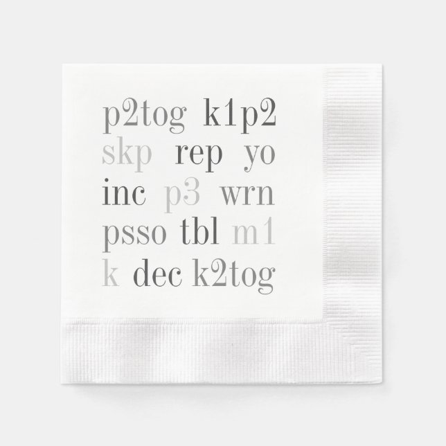 KNITING ORD myntade Pappra blöjor Pappersservett (Framsidan)