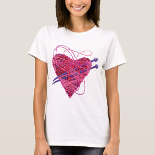 kniting rosa hjärta t shirt