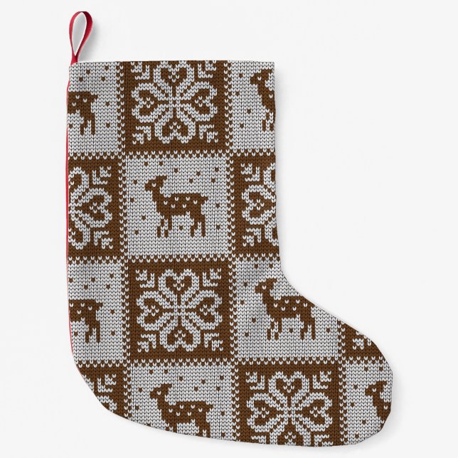 Knittade vinterdäck: vintage mönster. liten julstrumpa (Framsidan)