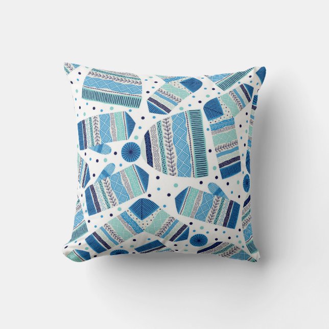 Knittade vinterkläder: Mysiga sömlösa Mönster. Kudde (Framsida)