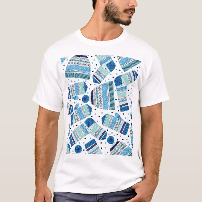 Knittade vinterkläder: Mysiga sömlösa Mönster. T Shirt (Framsida)