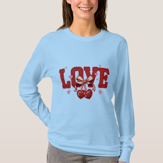 Knitted Love Womens Tshirt  T Shirt (Framsida)