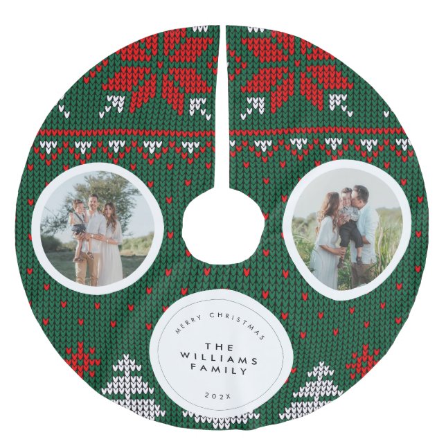 Knitted Sweater Pattern Family Photo Julgransmatta Borstad Polyester (Framsidan)
