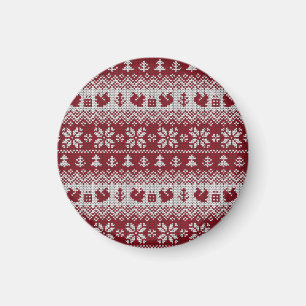 Knitten, jul, ekorrar, vintage mönster. magnet