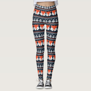 Knitten Jul Ugly Sweater Fox Leggings
