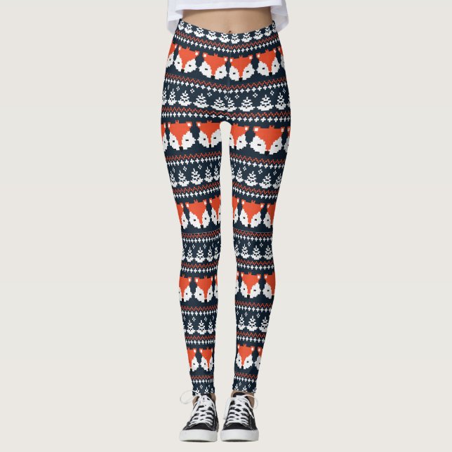 Knitten Jul Ugly Sweater Fox Leggings (Framsida)