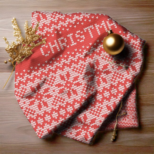 Knitten Stitch Mönster1 Red/White ID208 Tyg (Skapare uppladdad)