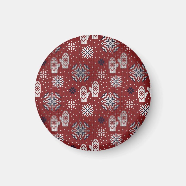 Knitten Winter-juldekorationen Mönster Magnet (Framsidan)