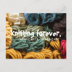 Knittering för hushållsarbete närhelst/ färgämne vykort
