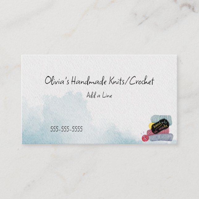 Knittering/korchethandgjorda Visitkort (Framsida)