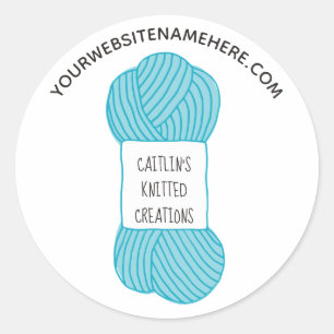 Knitters Fiber Arts Blå Härva av Garn Runt Klistermärke