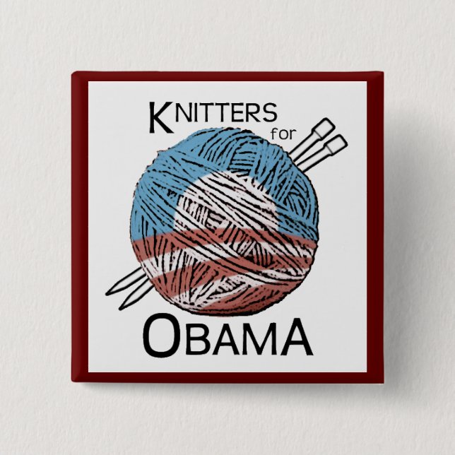 Knitters för Obama knäppas #3 Knapp (Framsida)