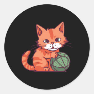 Knitters Handcraft Sticka Knitting Cat Runt Klistermärke