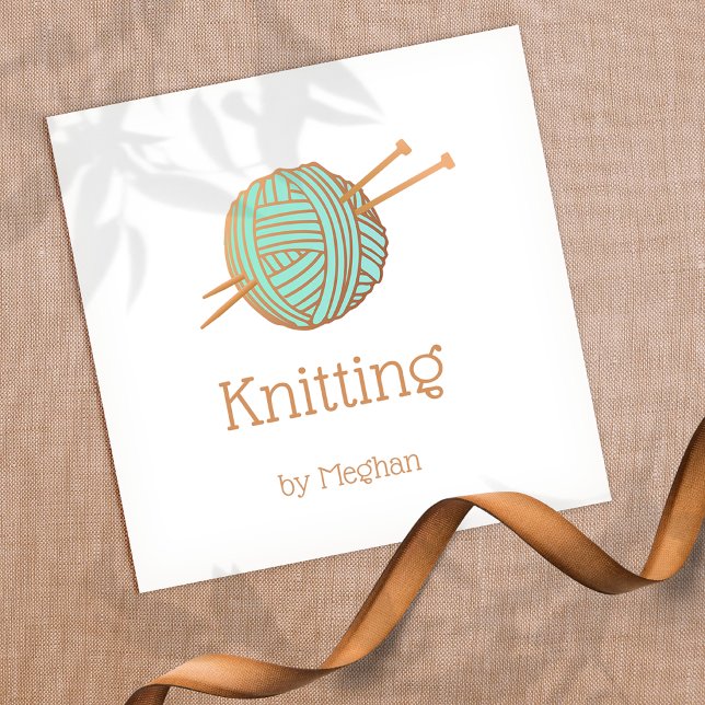 Knitters Knitting Yarn Boll Logotyp Fyrkantigt Visitkort (Skapare uppladdad)