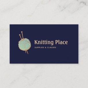 Knitters Knitting Yarn Boll Logotyp Visitkort