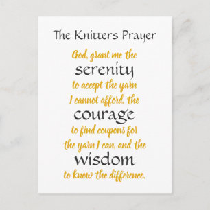 Knitters Prayer Funny Vykort