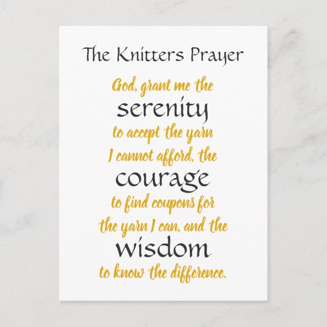 Knitters Prayer Funny Vykort (Framsida)