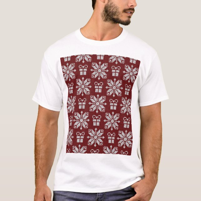 Knittgåvor: Vintage Winter Mönster. T Shirt (Framsida)