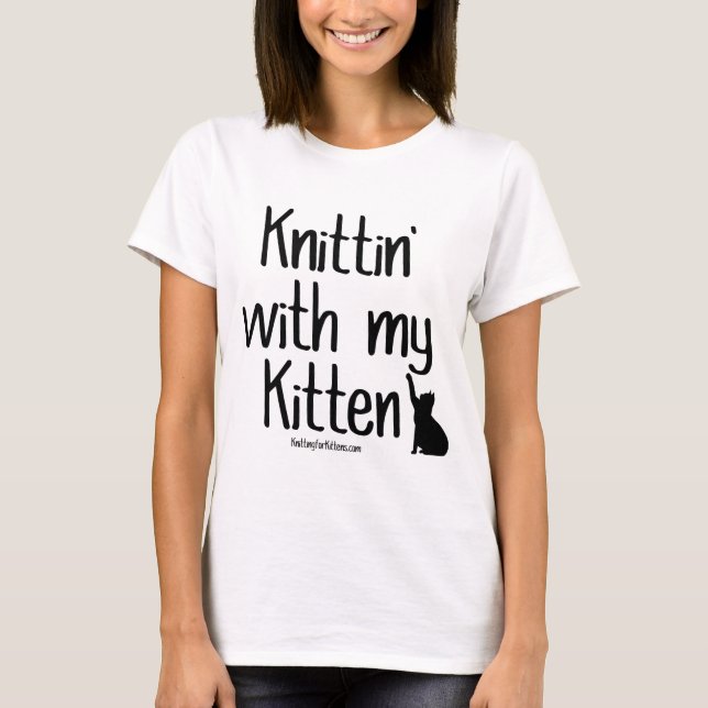 Knittin med min kattunge t shirt (Framsida)