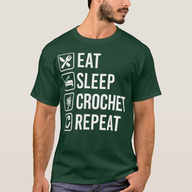 Knitting Älskare Crocheting Gifts Eat Sat-viloläge T Shirt (Framsida)