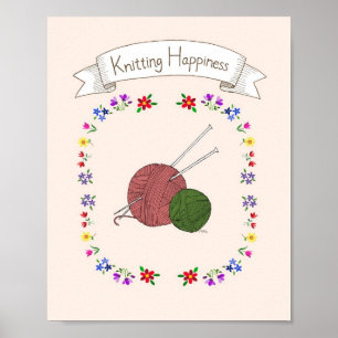 Knitting Älskare Lycklig Knitter Poster Nål