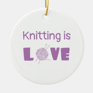 Knitting är Kärlek Julgransprydnad Keramik