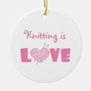 Knitting är Kärlek Julgransprydnad Keramik