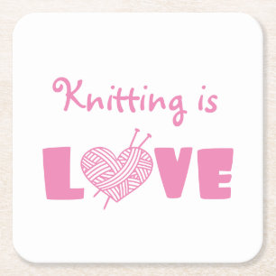 Knitting är Kärlek Underlägg Papper Kvadrat