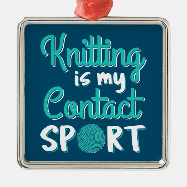 Knitting är min kontakttsport julgransprydnad metall (Framsidan)