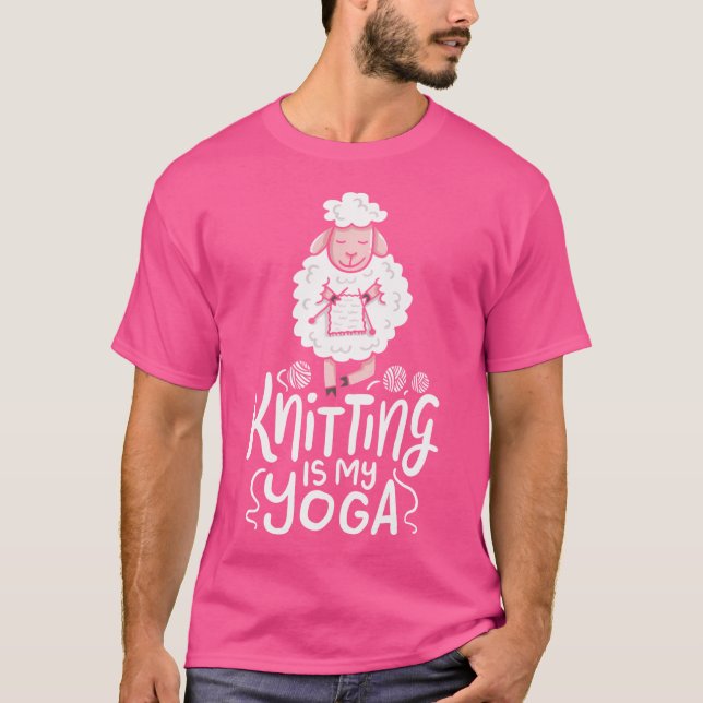 Knitting är mitt joga Cute Wool-får som är Knitt T Shirt (Framsida)