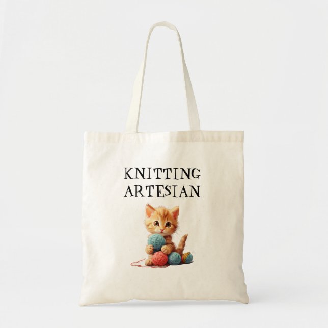 Knitting Artesian Personalize Text Namn Pet Photo Tygkasse (Framsidan)