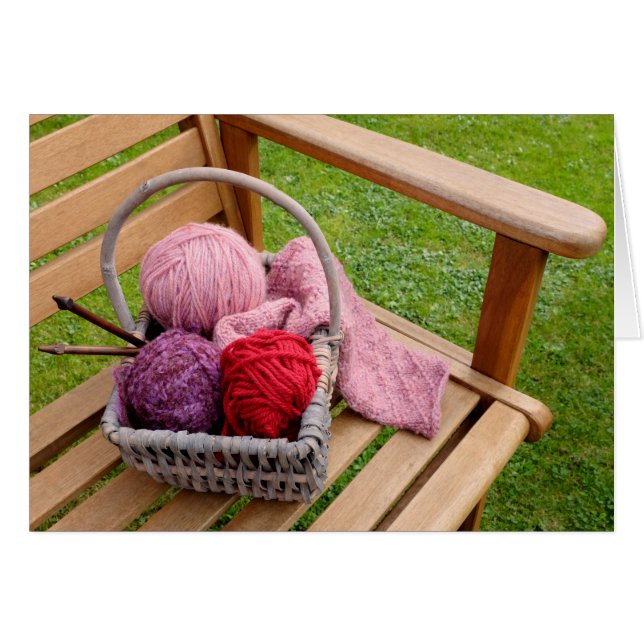 Knitting basket hälsningskort (Framsidan Horizontal)