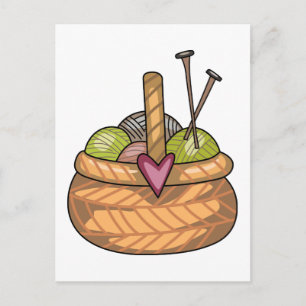 Knitting Basket Vykort